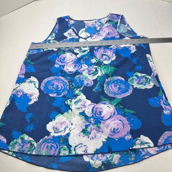 Charming Charlie Women's Size Small Blouse Sleeveless Blue Purple White Preowned - Picture 7 of 11